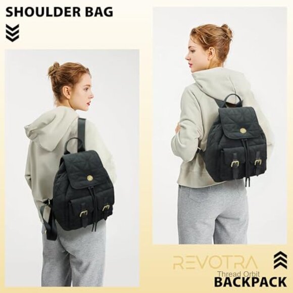 Small Quilted Backpack with Anti-Theft Pocket, Waterproof Daypack for Women